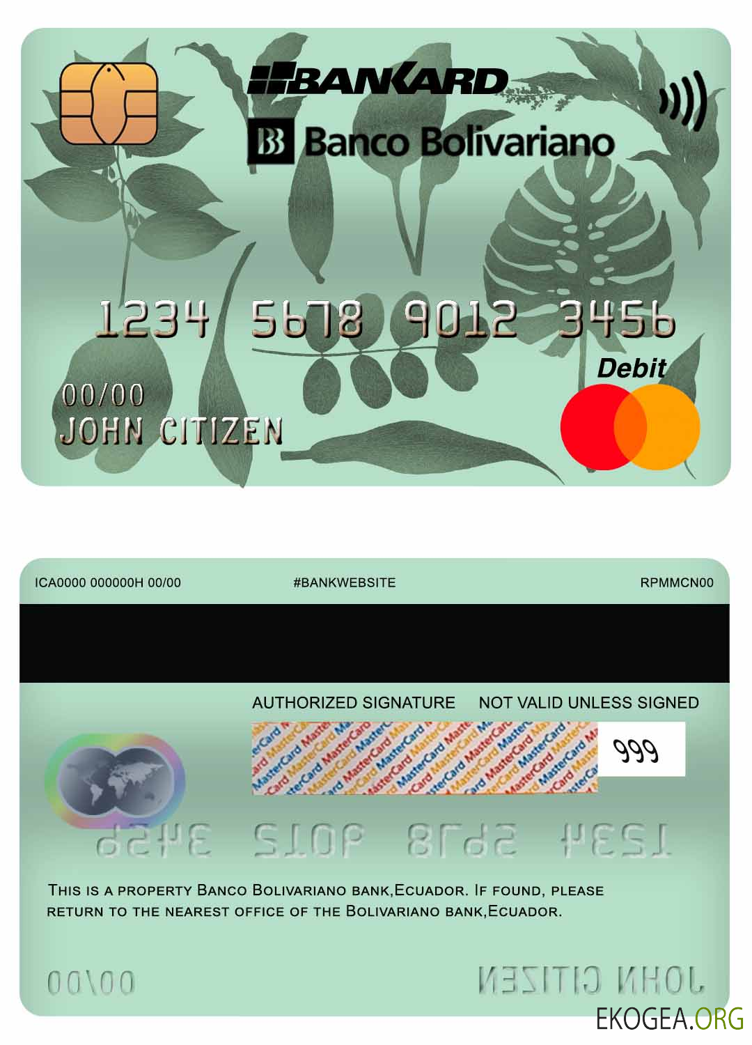 Mastercard de la banque Equateur Bolivariano